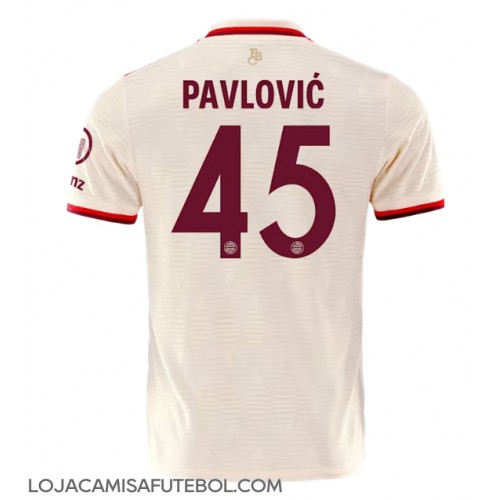 Camisa de Futebol Bayern Munich Aleksandar Pavlovic #45 Equipamento Alternativo 2024-25 Manga Curta